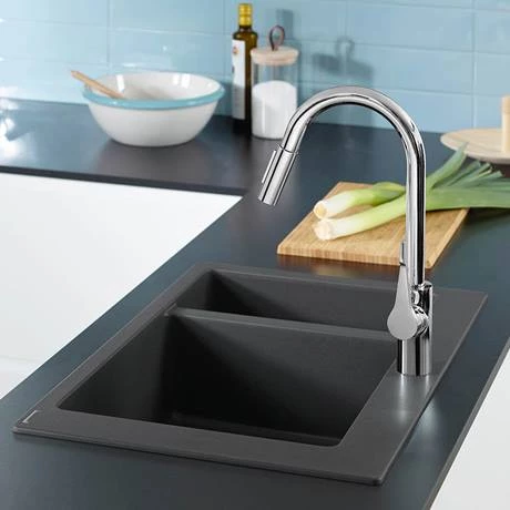 Hansgrohe Cento XL Single Lever Kitchen Mixer with Pull Out Spray - 14803000 2 Hansgrohe Cento XL Single Lever Kitchen Mixer with Pull Out Spray - 14803000 - Image 2