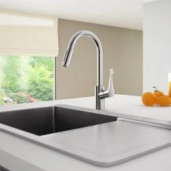 Hansgrohe Cento XL Single Lever Kitchen Mixer with Pull Out Spray - 14803000 8 Hansgrohe Cento XL Single Lever Kitchen Mixer with Pull Out Spray - 14803000 -Kitchen Taps Sales Store 14803000 D2 460