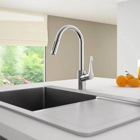 Hansgrohe Cento XL Single Lever Kitchen Mixer with Pull Out Spray - 14803000 3 Hansgrohe Cento XL Single Lever Kitchen Mixer with Pull Out Spray - 14803000 - Image 3