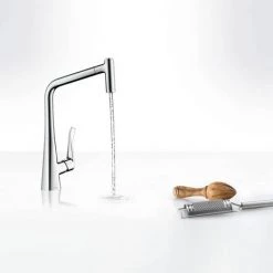 Hansgrohe Metris M71 Single Lever Kitchen Mixer 320 with Pull Out Spray - Chrome - 14820000 -Kitchen Taps Sales Store 14820000 D2 460 1