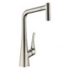 Hansgrohe Metris M71 Single Lever Kitchen Mixer 320 with Pull Out Spray - Stainless Steel - 14820800