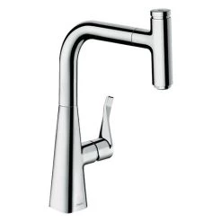 Hansgrohe Metris Select M71 Single Lever Kitchen Mixer 240 with Pull-Out Spout - Chrome - 14857000