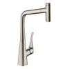 Hansgrohe Metris Select M71 Single Lever Kitchen Mixer 320 with Pull-Out Spout - Stainless Steel - 14884800