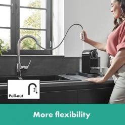 Hansgrohe Focus M41 Single Lever Kitchen Mixer 240 with Pull Out Spray - Chrome - 31815000 -Kitchen Taps Sales Store 31815000 D3 460