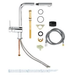 Grohe Minta Kitchen Sink Mixer with Pull Out Spray - Chrome - 32168000 -Kitchen Taps Sales Store 32168000 D2 460