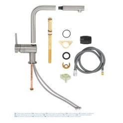 Grohe Minta Kitchen Sink Mixer with Pull Out Spray - SuperSteel - 32168DC0 -Kitchen Taps Sales Store 32168DC0 D2 460