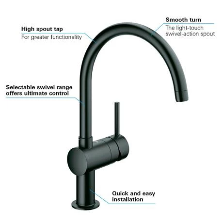 Grohe Minta Kitchen Sink Mixer - Velvet Black - 32917KS0 2 Grohe Minta Kitchen Sink Mixer - Velvet Black - 32917KS0 - Image 2