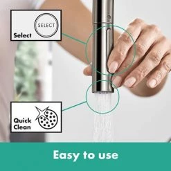 Hansgrohe Talis M54 Single Lever Kitchen Mixer 210 with Pull Out Spray - Stainless Steel - 72800800 -Kitchen Taps Sales Store 72800800 D2 460