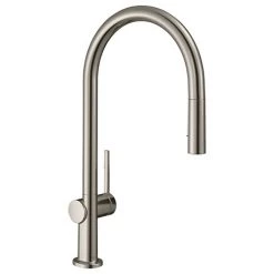 Hansgrohe Talis M54 Single Lever Kitchen Mixer 210 with Pull Out Spray - Stainless Steel - 72800800