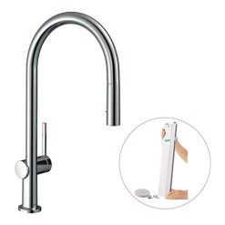 Hansgrohe Talis M54 Single Lever Kitchen Mixer 210 with Pull Out Spray and sBox - Chrome - 72801000