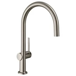 Hansgrohe Talis M54 220 C-Spout Single Lever Kitchen Mixer - Stainless Steel - 72804800