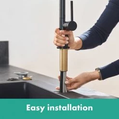 Hansgrohe Talis M54 220 U-Spout Single Lever Kitchen Mixer - Matt Black - 72806670 -Kitchen Taps Sales Store 72806670 D4 460