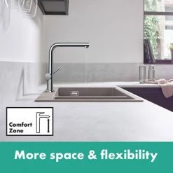 Hansgrohe Talis M54 270 Single Lever Kitchen Mixer with Pull Out Spray - Chrome - 72808000 -Kitchen Taps Sales Store 72808000 D5 460