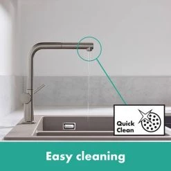 Hansgrohe Talis M54 270 Single Lever Kitchen Mixer with Pull Out Spray - Stainless Steel - 72808800 -Kitchen Taps Sales Store 72808800 D3 460