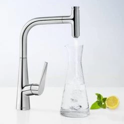 Hansgrohe Talis Select M51 Single Lever Kitchen Mixer 300 with Pull Out Spray - Stainless Steel - 72821800 -Kitchen Taps Sales Store 72821000 D2 460