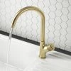 Arezzo Brushed Brass Industrial Style 1-Touch Kitchen Mixer Tap