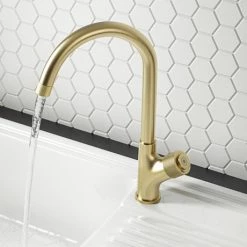 Arezzo Brushed Brass Industrial Style 1-Touch Kitchen Mixer Tap