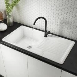 Arezzo Matt Black Industrial Style 1-Touch Kitchen Mixer Tap -Kitchen Taps Sales Store AZIS2KTBLK nw d4 460