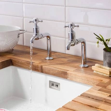 Crosswater - Cucina Belgravia Crosshead Pair of Bib Taps - Chrome - BL726DC 2 Crosswater - Cucina Belgravia Crosshead Pair of Bib Taps - Chrome - BL726DC - Image 2