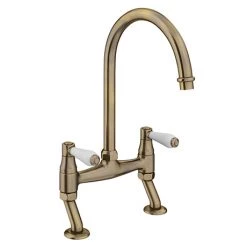 Chatsworth Antique Brass Traditional Bridge Lever Kitchen Tap