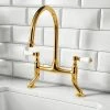Chatsworth Antique Gold Traditional Bridge Lever Kitchen Sink Mixer