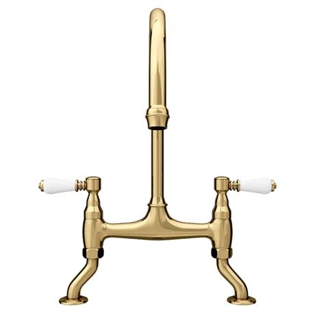 Chatsworth Gold Traditional Bridge Lever Kitchen Sink Mixer 5 Chatsworth Gold Traditional Bridge Lever Kitchen Sink Mixer - Image 5
