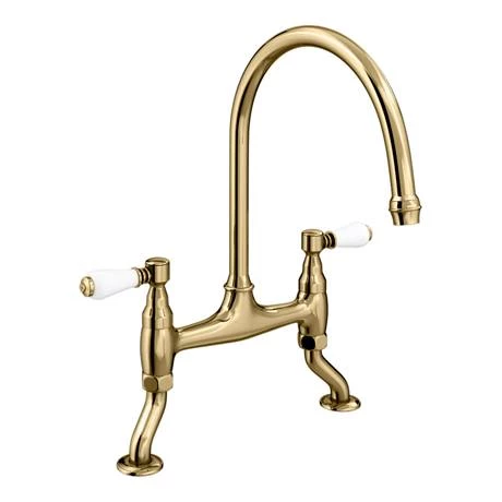 Chatsworth Gold Traditional Bridge Lever Kitchen Sink Mixer 2 Chatsworth Gold Traditional Bridge Lever Kitchen Sink Mixer - Image 2