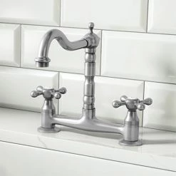 Britannia Classic Bridge Sink Mixer - Brushed Nickel