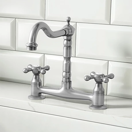 Britannia Classic Bridge Sink Mixer - Brushed Nickel 1 Britannia Classic Bridge Sink Mixer - Brushed Nickel