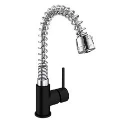 Cabana Single Lever Flexible Monobloc Kitchen Sink Tap - Chrome/Black