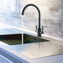 JTP Newbury Matt Black Dual Lever Kitchen Sink Mixer -Kitchen Taps Sales Store MBN182 D2 460