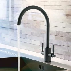 JTP Newbury Matt Black Dual Lever Kitchen Sink Mixer