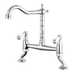Reginox Segura Cranked Bridge Kitchen Sink Mixer Tap - Chrome