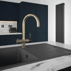 The Tap Factory Milla Brushed Brass/Black 4 in 1 Instant Hot Water Tap