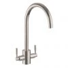 Rangemaster Aquatrend Dual Lever Kitchen Mixer Tap - Brushed Finish