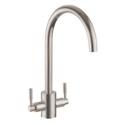 Rangemaster Aquatrend Dual Lever Kitchen Mixer Tap - Brushed Finish