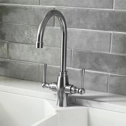 Trafalgar Brushed Nickel Dual Lever Kitchen Mixer Tap