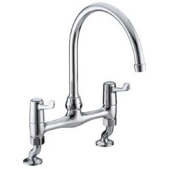 Bristan - Value Lever Bridge Deck Kitchen Sink Mixer with 6" Levers - VAL-BRDSM-C-6-CD