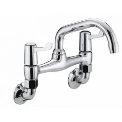 Bristan - Value Lever Wall Mounted Bridge Kitchen Sink Mixer - VAL2-WMSNK-C-CD