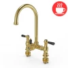 Bower 3-in-1 Instant Boiling Water Tap - Black Levers Traditional Bridge Brushed Brass with Boiler & Filter