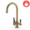 Bower 3-in-1 Instant Boiling Water Tap - Black Levers Traditional Cruciform Brushed Brass with Boiler & Filter