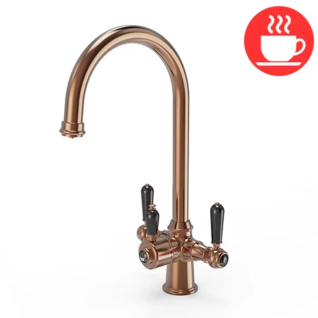 Bower 3-in-1 Instant Boiling Water Tap - Black Levers Traditional Cruciform Brushed Copper with Boiler & Filter 1 Bower 3-in-1 Instant Boiling Water Tap - Black Levers Traditional Cruciform Brushed Copper with Boiler & Filter