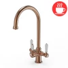 Bower 3-in-1 Instant Boiling Water Tap - Traditional Cruciform Brushed Copper with Boiler & Filter