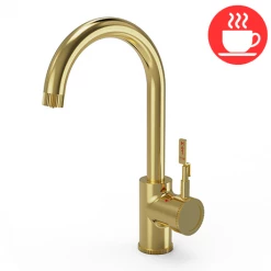 Bower 3-in-1 Instant Boiling Water Tap - Industrial Single Lever Brushed Brass with Boiler & Filter
