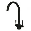 Venice Modern Dual Lever Kitchen Mixer Tap with Swivel Spout - Matt Black