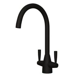 Venice Modern Dual Lever Kitchen Mixer Tap with Swivel Spout - Matt Black