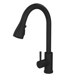 Venice Modern Kitchen Mixer Tap with Swivel Spout & Pull Out Spray - Matt Black