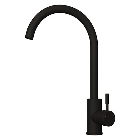 Venice Modern Kitchen Mixer Tap with Swan Neck Swivel Spout - Matt Black 1 Venice Modern Kitchen Mixer Tap with Swan Neck Swivel Spout - Matt Black