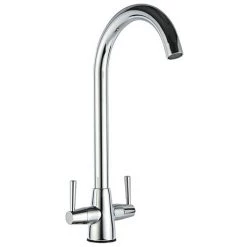 Venice Modern Dual Lever Kitchen Mixer Tap with Swivel Spout - Chrome