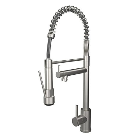 Venice Modern Kitchen Mixer Tap with Swivel Spout & Directional Spray - Brushed Steel 1 Venice Modern Kitchen Mixer Tap with Swivel Spout & Directional Spray - Brushed Steel